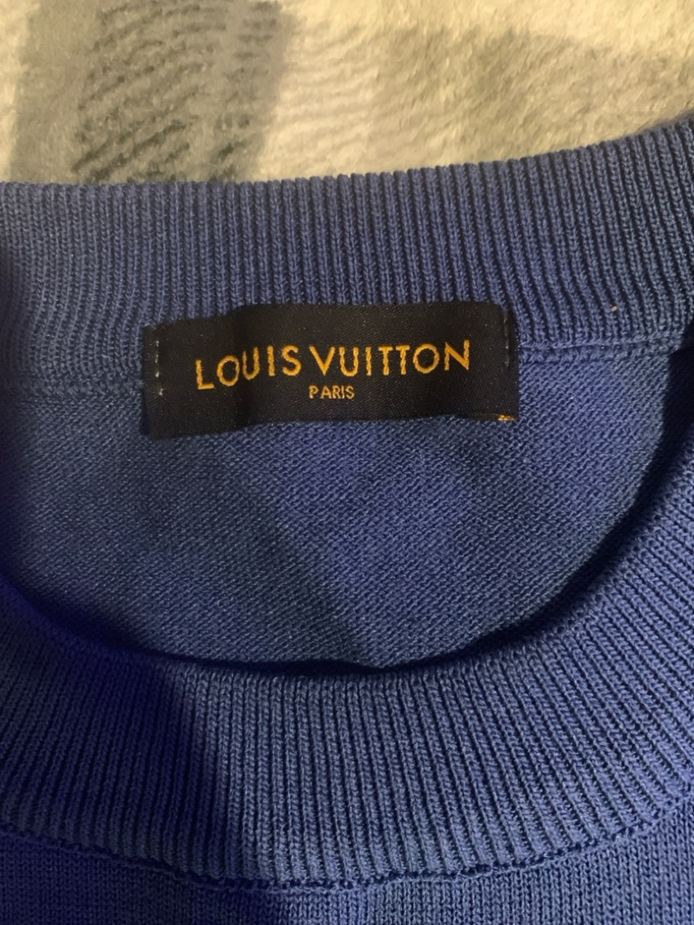 Louis Vuitton navy sweater with yellow logo - Picture 1 of 3